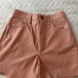 Nanushka Blush Pink High-Waist Leather Shorts